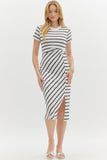 Striped Jersey Midi Dress | Cream/Black