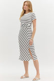 Striped Jersey Midi Dress | Cream/Black