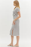 Striped Jersey Midi Dress | Cream/Black