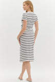 Striped Jersey Midi Dress | Cream/Black