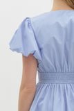 Bow Detail Bubble Sleeve Dress | Blue