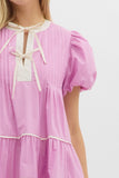 Bubble Sleeve Bow Detail Dress | Lilac