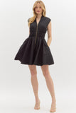 Floral Jacquard Zip Dress | Black