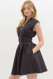 Floral Jacquard Zip Dress | Black