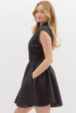 Floral Jacquard Zip Dress | Black