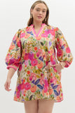 Floral 3/4 Bubble Sleeve Dress | Berry Mix