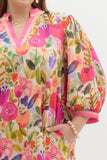 Floral 3/4 Bubble Sleeve Dress | Berry Mix