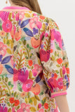 Floral 3/4 Bubble Sleeve Dress | Berry Mix