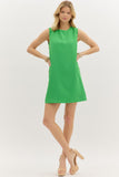 Gold Button Accent Shift Dress | Green