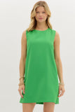 Gold Button Accent Shift Dress | Green
