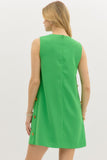 Gold Button Accent Shift Dress | Green
