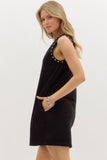 V-Neck Stud Trim Dress | Black