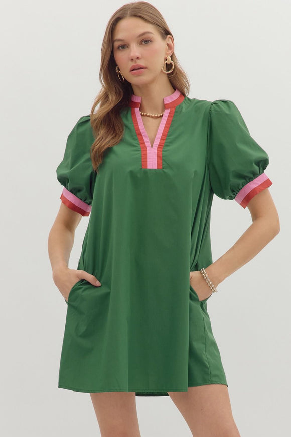 Band Accent Dress | Green