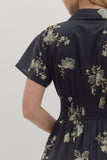 Paisley Cotton Midi Zip Dress | Black