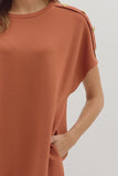Solid Gold Button Detail Shift Dress | Clay