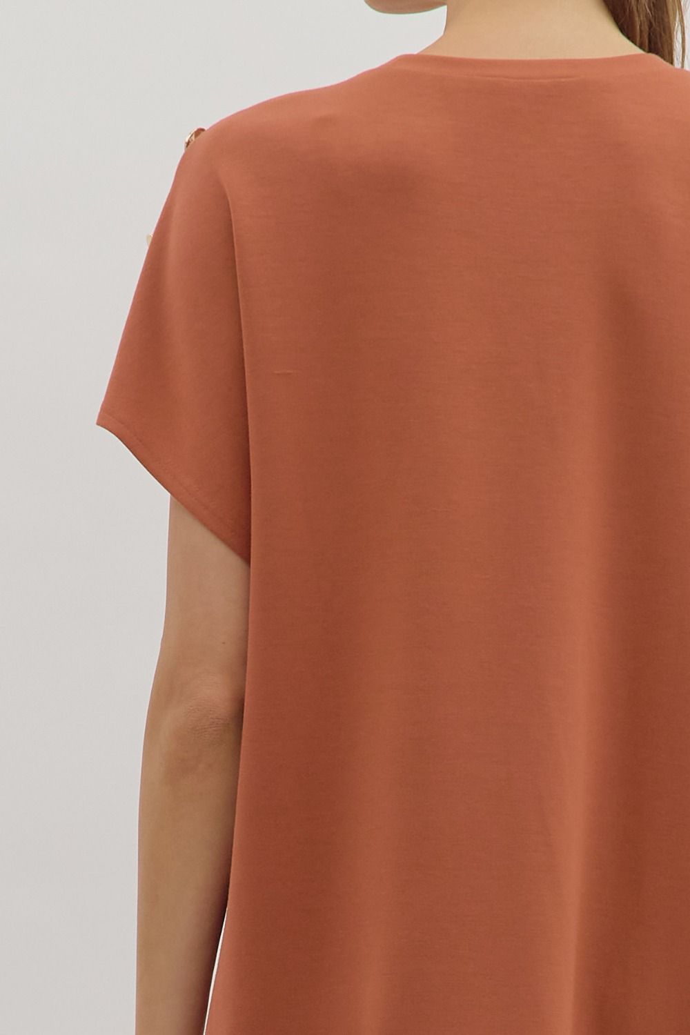 Solid Gold Button Detail Shift Dress | Clay