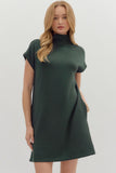 Solid Jersey Mock Neck Dress | Dark Green
