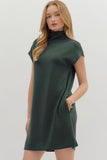 Solid Jersey Mock Neck Dress | Dark Green
