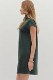 Solid Jersey Mock Neck Dress | Dark Green
