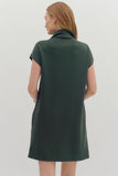 Solid Jersey Mock Neck Dress | Dark Green