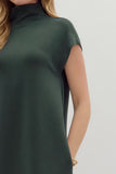 Solid Jersey Mock Neck Dress | Dark Green
