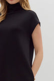 Solid Jersey Mock Neck Dress | Black
