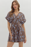 Floral Pleated Dress | Brown
