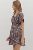Floral Pleated Dress | Brown