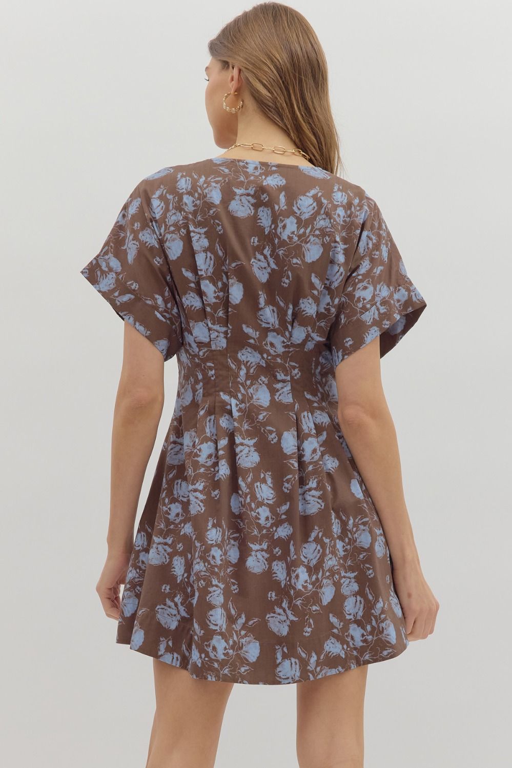 Floral Pleated Dress | Brown