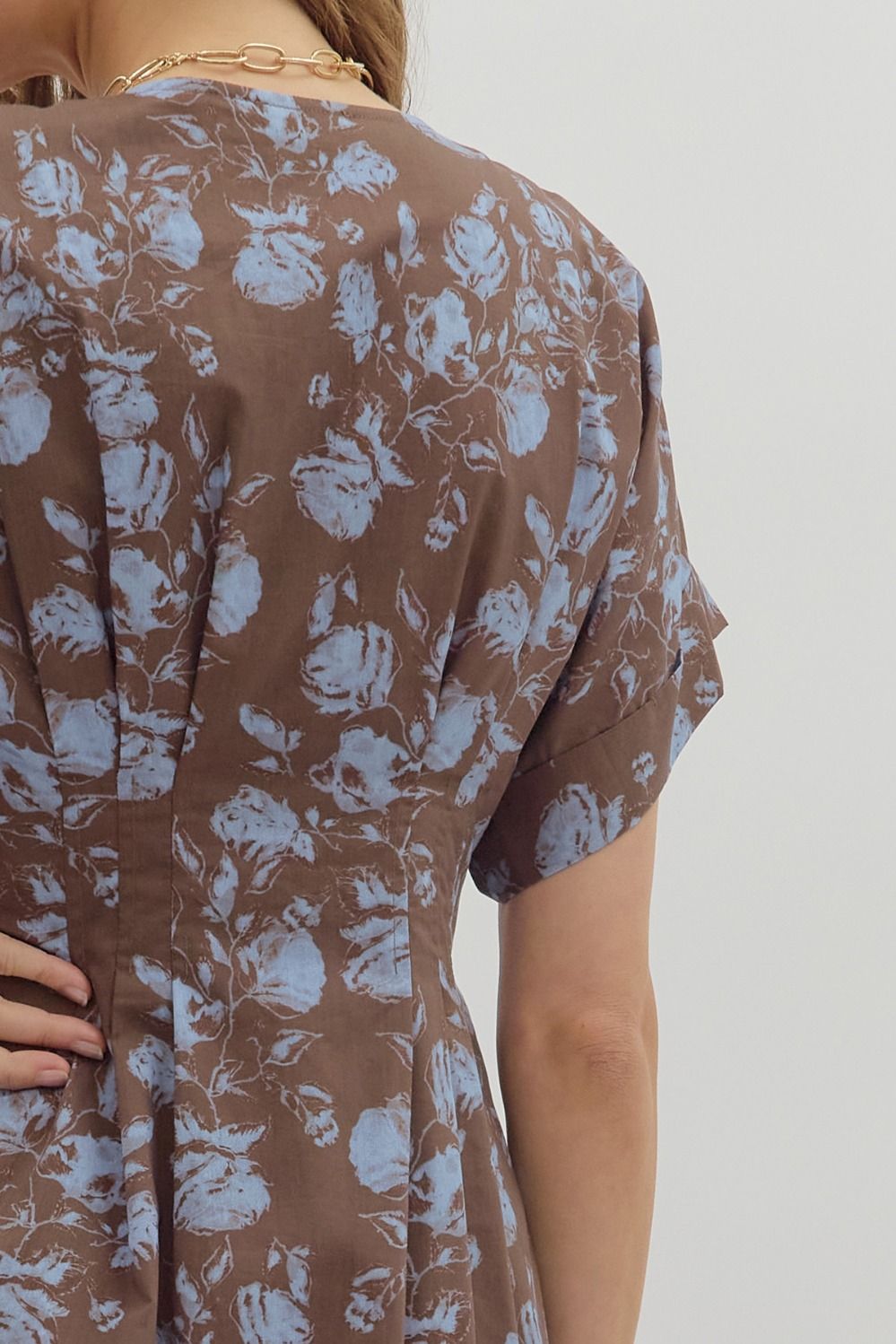 Floral Pleated Dress | Brown