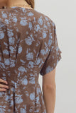 Floral Pleated Dress | Brown