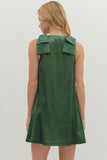 Satin Shoulder Bow Detail Dress | Hunter Green