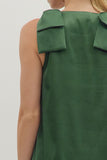 Satin Shoulder Bow Detail Dress | Hunter Green