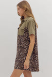 Leopard Front Pocket Button Dress | Olive
