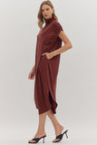 Mock Neck Midi Dress | Burgundy