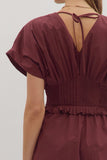 Smocked Zip Midi Dress | Wine