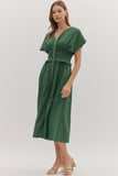 Smocked Zip Midi Dress | Hunter Green