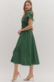 Smocked Zip Midi Dress | Hunter Green