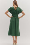 Smocked Zip Midi Dress | Hunter Green