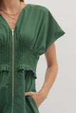 Smocked Zip Midi Dress | Hunter Green