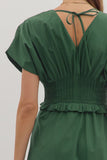 Smocked Zip Midi Dress | Hunter Green
