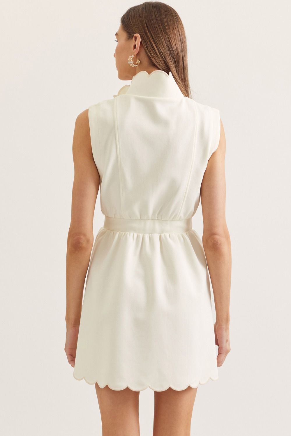 Scallop Zip Up Dress | Cream