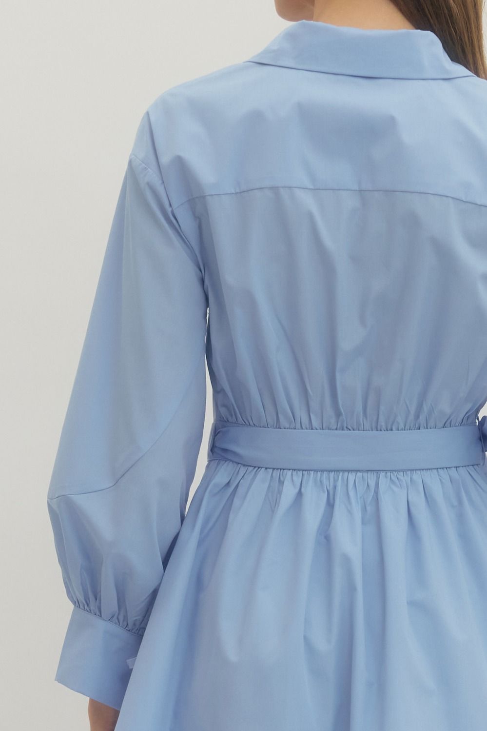 Solid Collared Wrap Tie Dress | Chambray