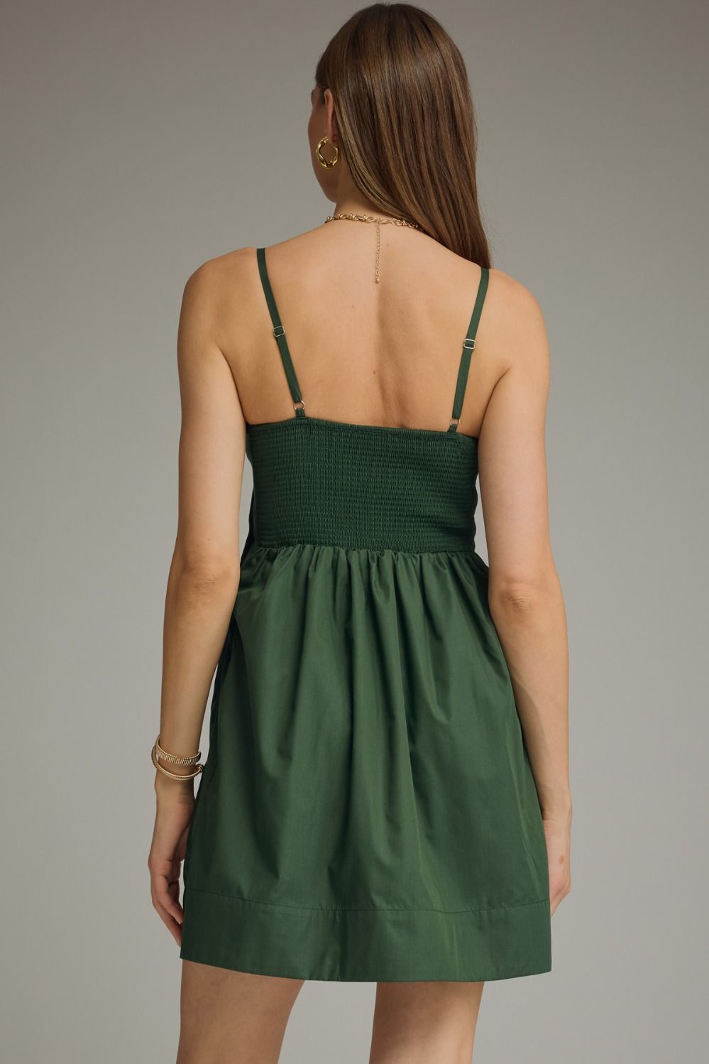 Pleated Bodice Spaghetti Strap Dress | Hunter Green