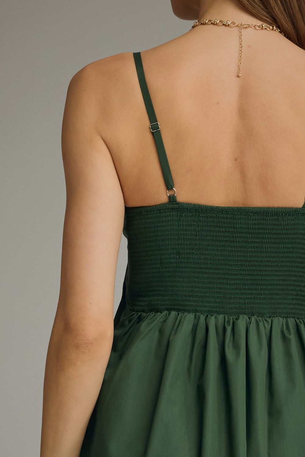 Pleated Bodice Spaghetti Strap Dress | Hunter Green
