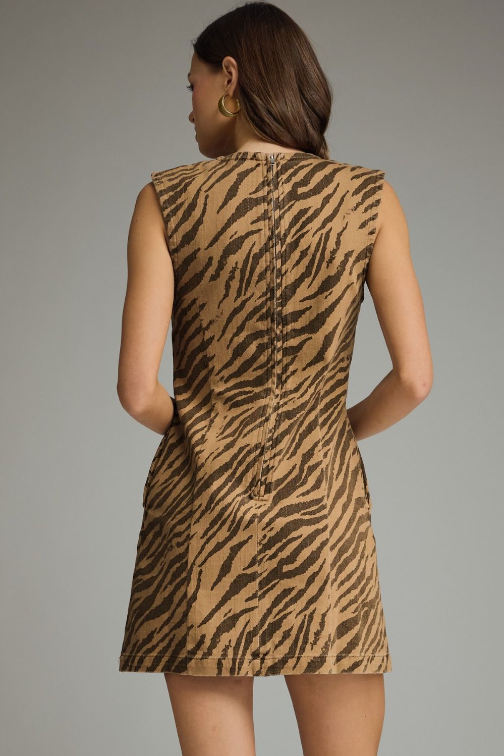 Zebra Sleeveless Mini Dress | Brown