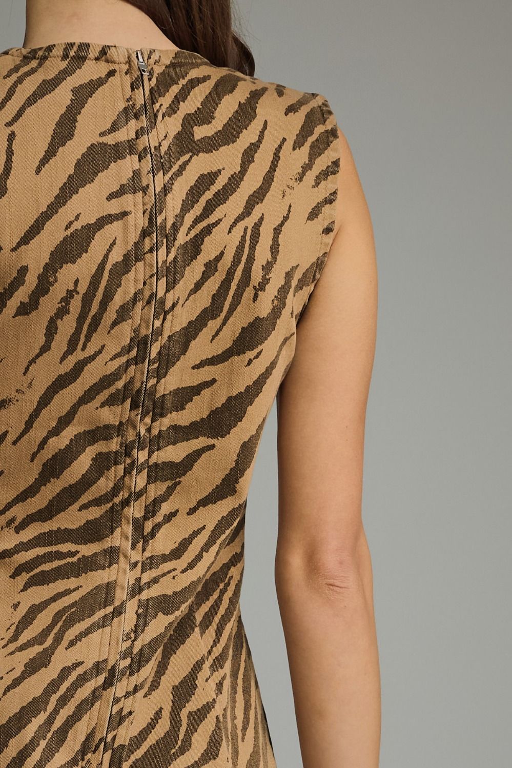 Zebra Sleeveless Mini Dress | Brown