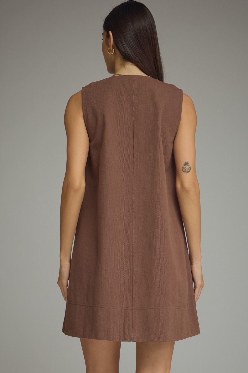 Solid Sleeveless Mini Dress | Brown