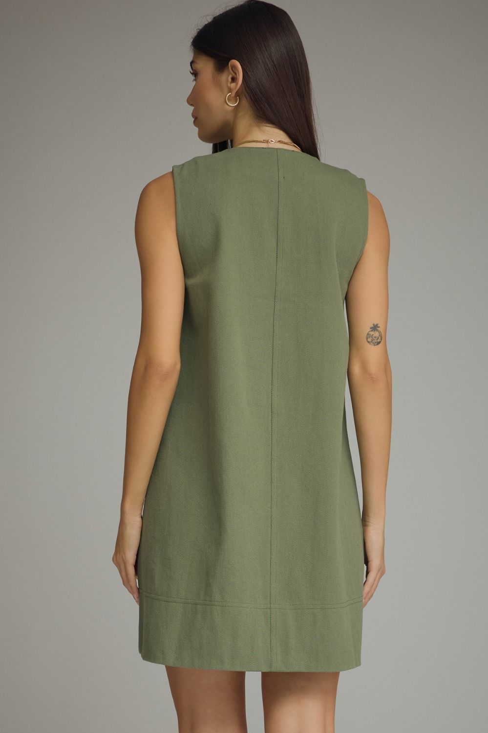 Solid Sleeveless Mini Dress | Green