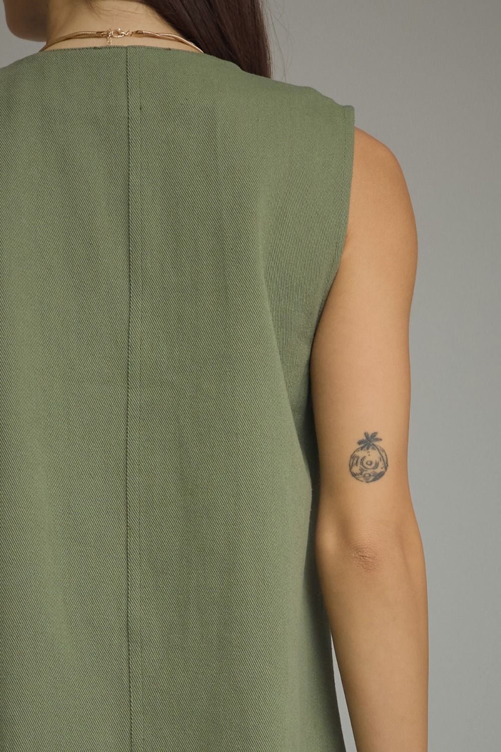 Solid Sleeveless Mini Dress | Green